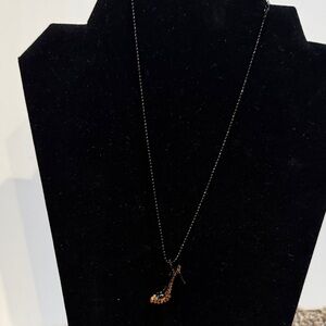Cookie Lee Black Necklace with Copper Colored Shoe Pendant